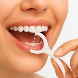Fio Dental com Haste 2 em 1 Kit 50 Unidades Portátil Limpeza Profunda Antideslizante Higiênico Uso Diário Premium