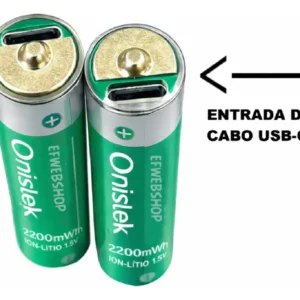 Pilhas Recarregáveis Aa Onistek 1.5v Com Cabo Usb-c Kit 2un