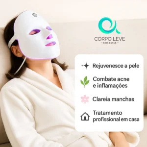 Máscara Facial LED 7 Cores Fototerapia Recarregável USB