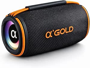 Caixinha de Som Bluetooth 5W, Alto Falante Portátil Sem Fio, Luzes RGB, Entrada P2 e USB, Som Alto e Graves Potentes, Bateria de Longa Duração 1200 mAH, Resistente a Água, Alça de Transporte