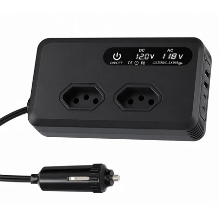 Inversor Automotivo de Energia 400W 12V para 110V com USB e USB-C