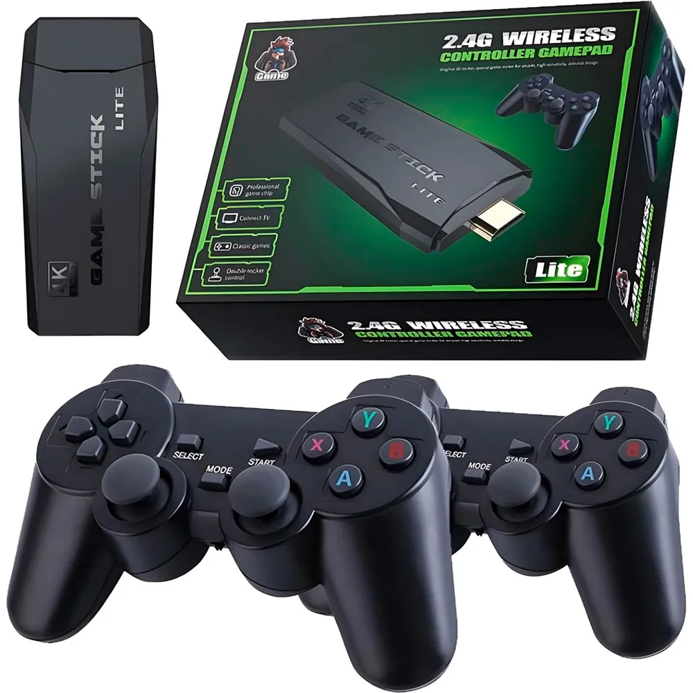 Vídeo Game Retrô, Lite 4k, 10.000 Jogos, HDMI, USB, Game Stick 4K, Com 2 Controles
